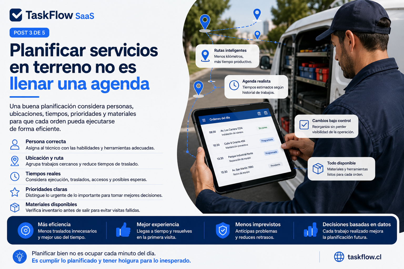 Planificar servicios en terreno no es llenar una agenda